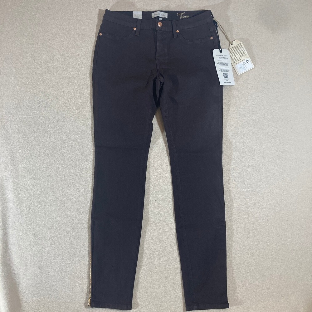 Henry &‎ Belle Edgy Indie Rocker Chic Coated Jeans Women 31x32 Brown Skinny
